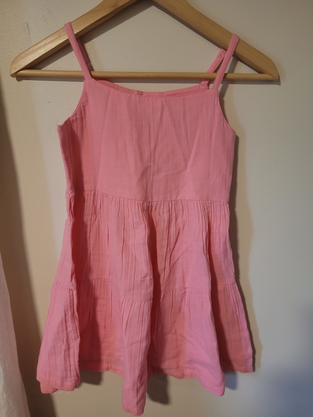 Girls Pink Cotton Sundress with Spaghetti Straps